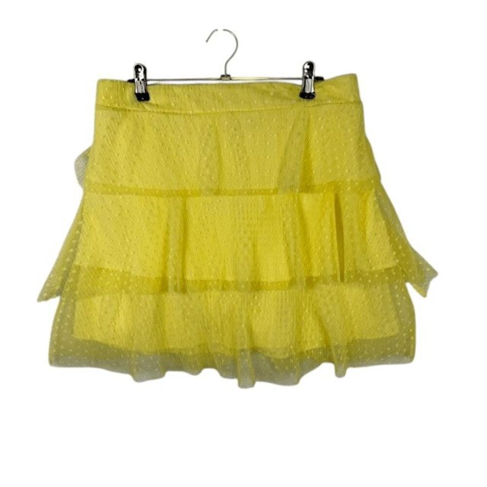 NWT Francesca's Mi Ami Valencia Tiered Ruffle Mini Skirt Swiss Dot Size Large